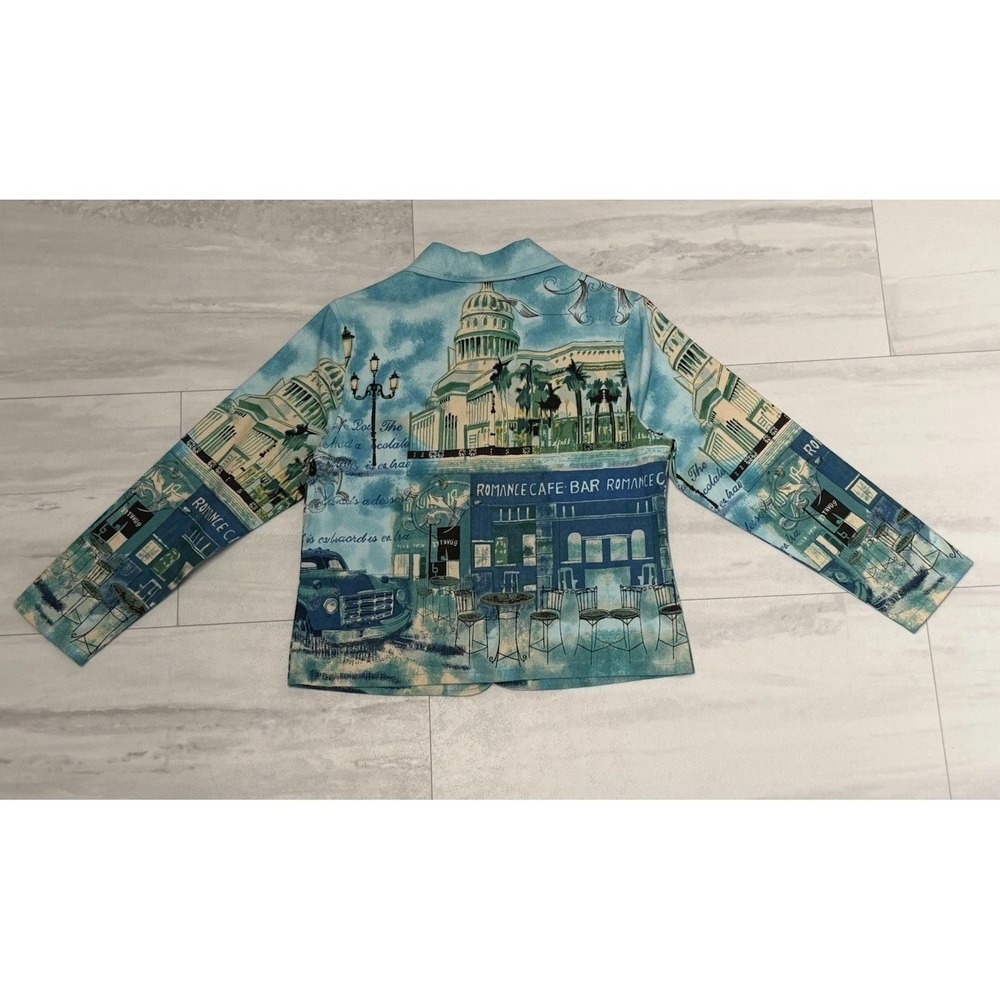 Take Two Clothing PS Paris Cafe Art To Wear AOP Jacket Sequence Beaded NWOT - Picture 2 of 7